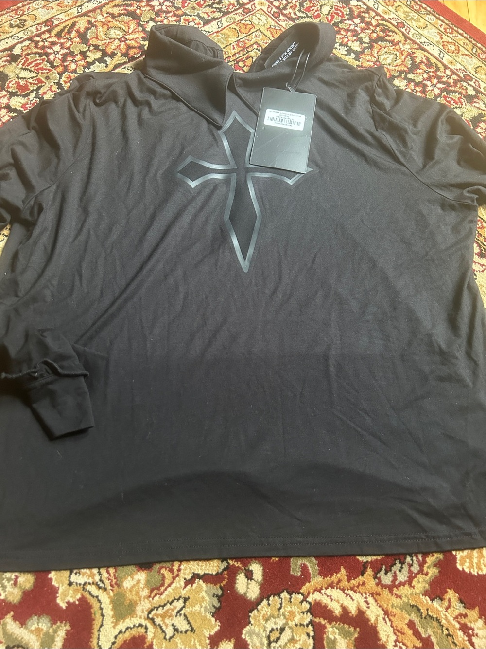 Chrome Hearts Black Long Sleeve Top with Subtle Cross Logo